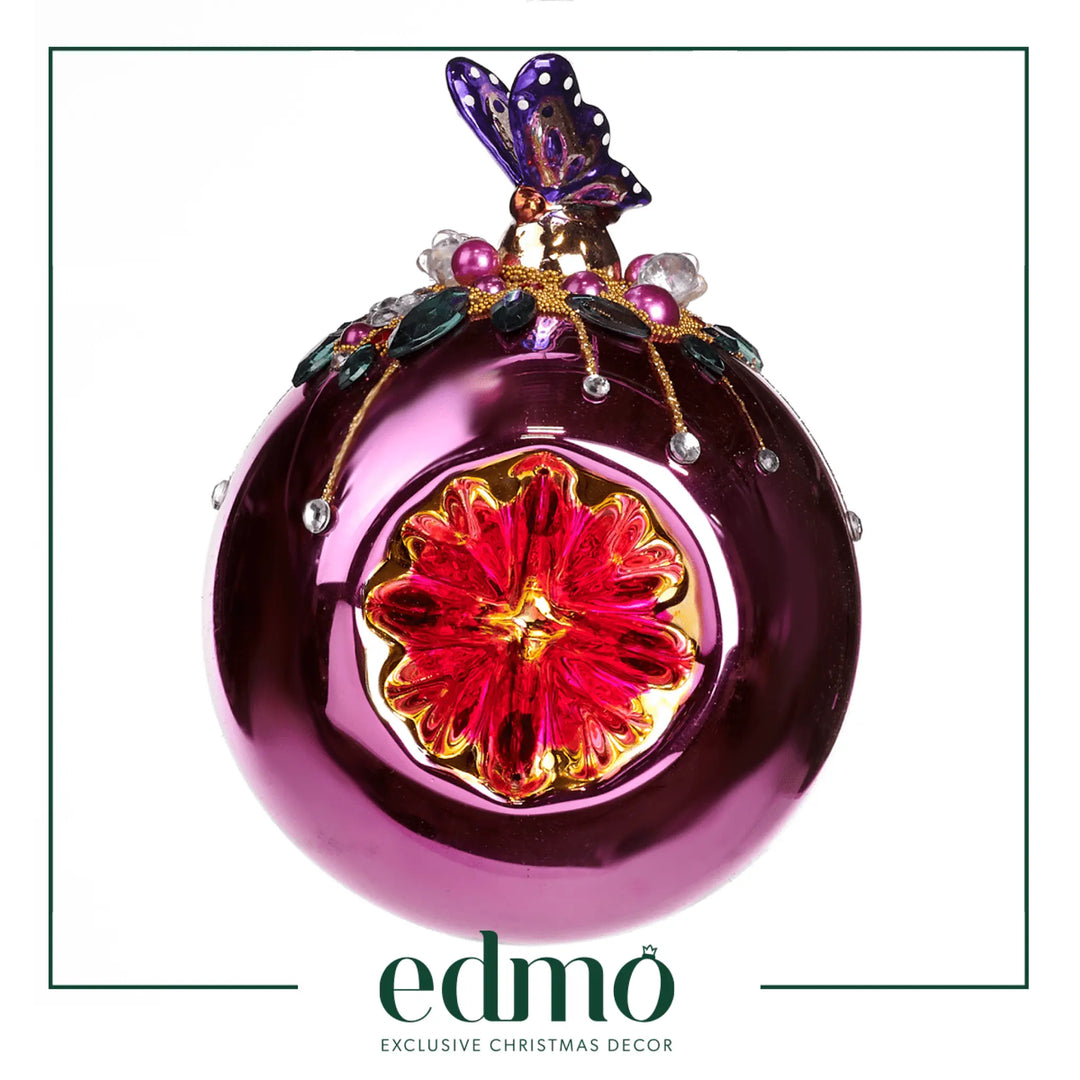 Butterfly Bauble - Glass Xmas Ornament Handmade Handcrafted