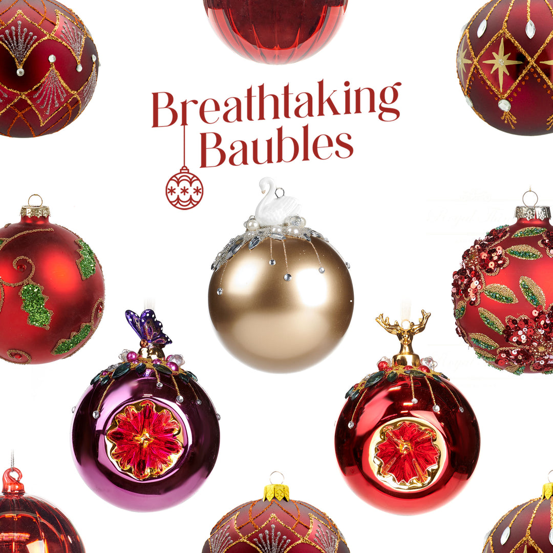 Collection of glass baubles to decorate the Christmas tree