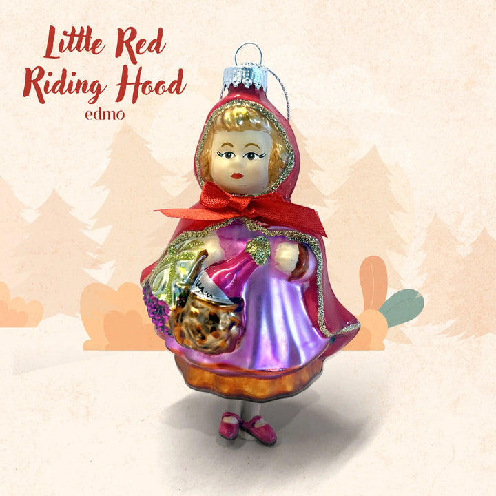 Little Red Riding Hood - Glass Xmas Ornament - Handmade - Handcrafted