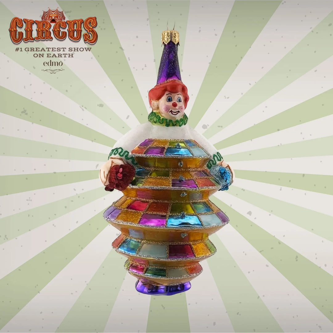 Clown - Glass Xmas Ornament Handmade Handcrafted