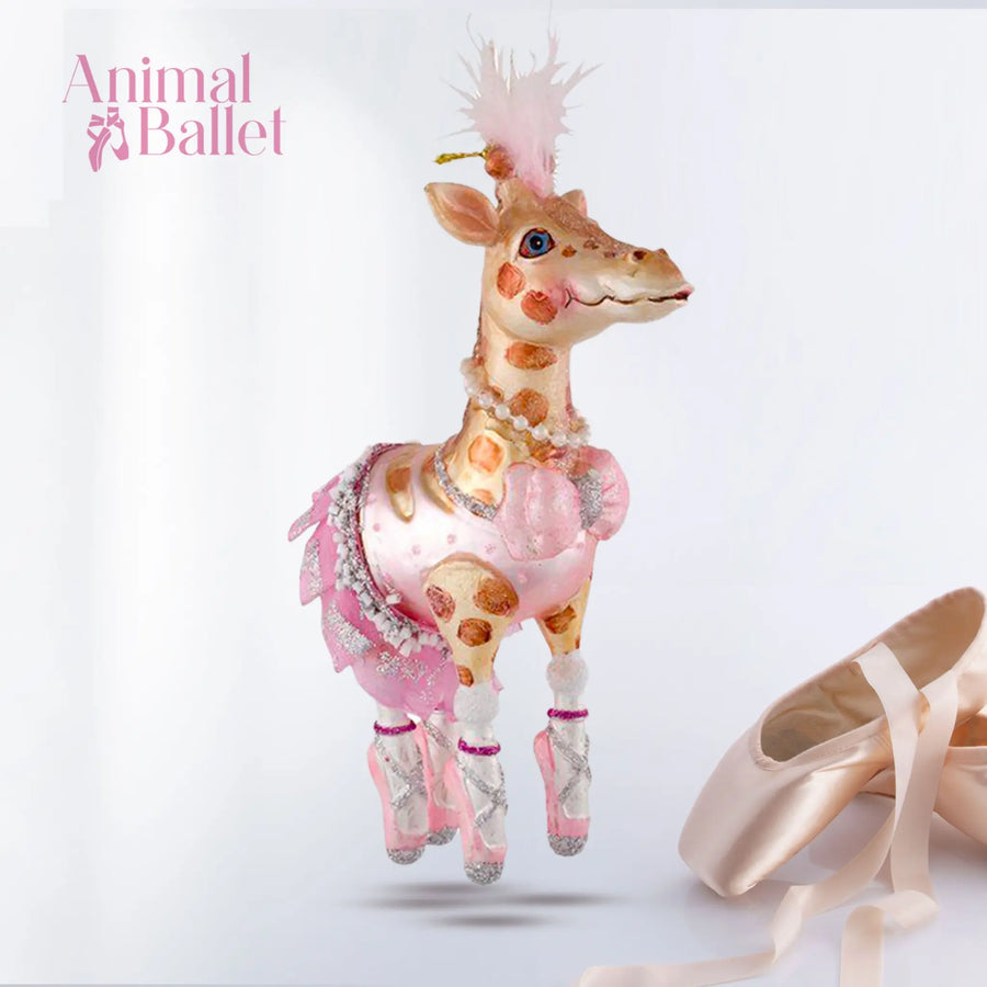 Giraffe Ballerina - Glass Xmas Ornament Handmade Handcrafted