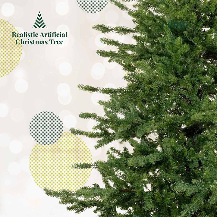 Close-up of lifelike pine needles on premium quality artificial Christmas tree