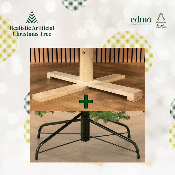 Green Spruce - Premium Artificial Christmas Tree - Wood Tree Base