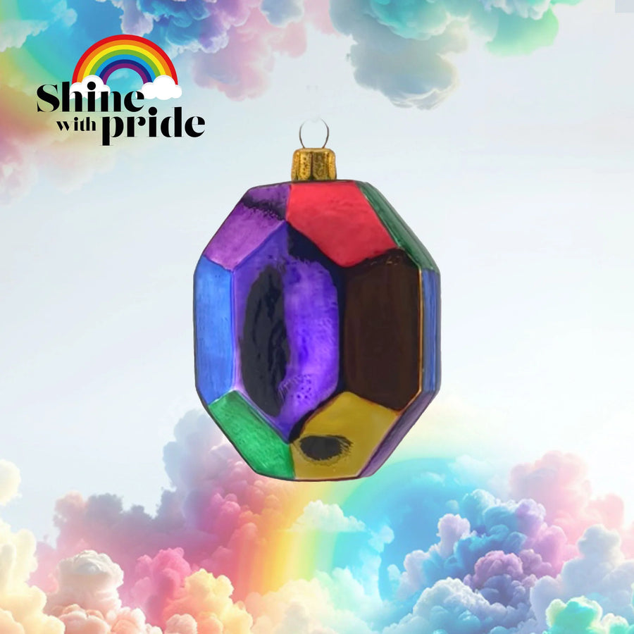 Rainbow Gem - Glass Xmas Ornament - Handmade - Handcrafted