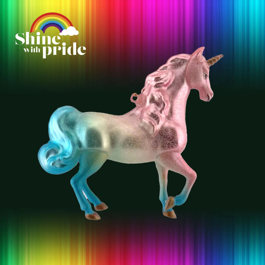 Rainbow unicorn - Edmo - Glass Holiday Ornaments