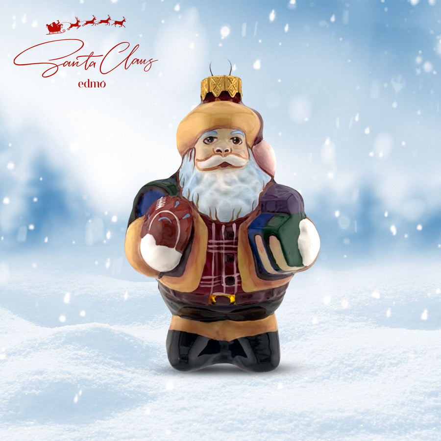 Rugby Santa - Glass Xmas Ornament - Handmade - Handcrafted