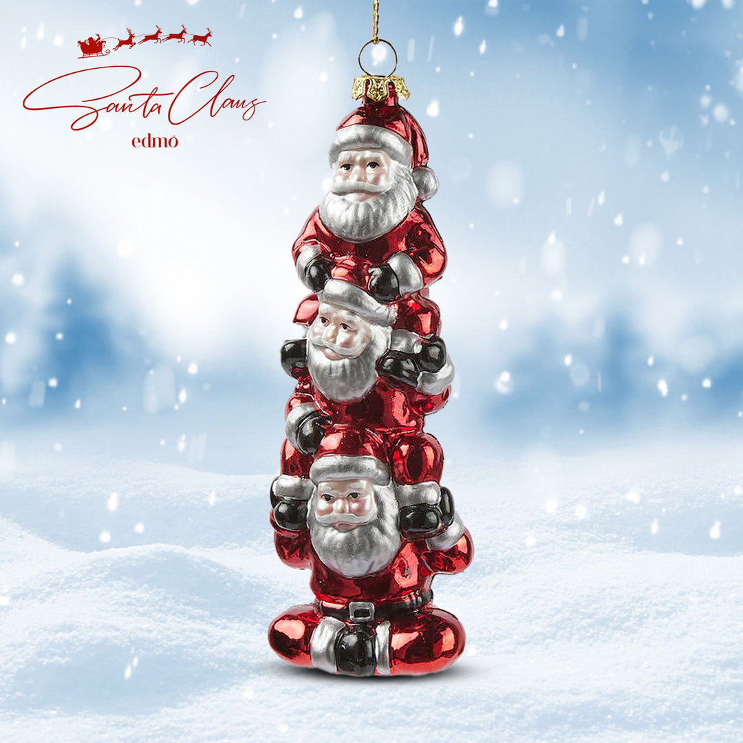 The Santa Stack - Glass Xmas Ornament - Handmade - Handcrafted