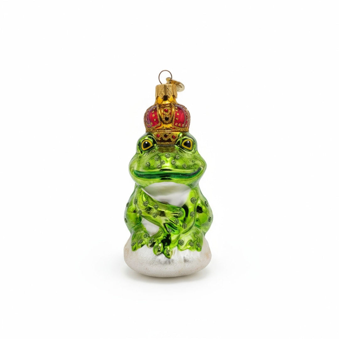 Handcrafted glass Christmas ornament Frog Prince by Edmo – luxury collectible decoration