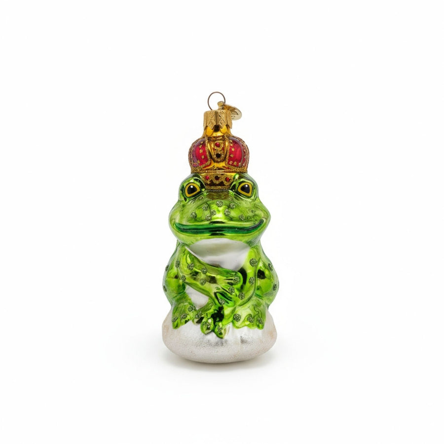 Handcrafted glass Christmas ornament Frog Prince by Edmo – luxury collectible decoration