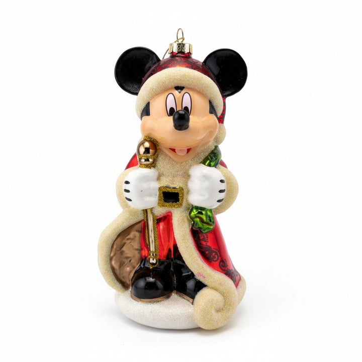 Mickey Mouse Santa Claus glass Christmas ornament with gift sack