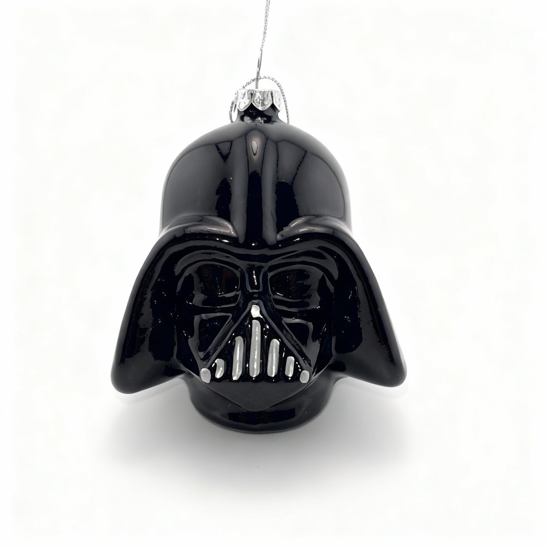 Exclusive Star Wars black glass Christmas ornament with glitter Star Wars logo. Perfect collectible holiday decoration for fans and collectors.